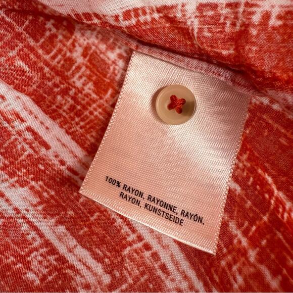 Anthropologie Maeve Shirt Calia Orange White Tunic Career Casual Boho size 14 - Picture 5 of 5